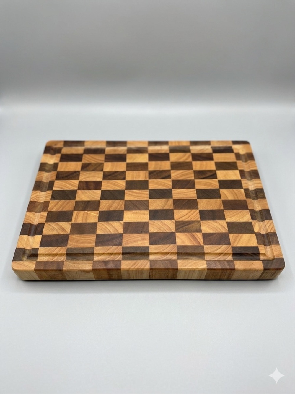 Checkered Brown & Tan Acacia Wood Cutting Board